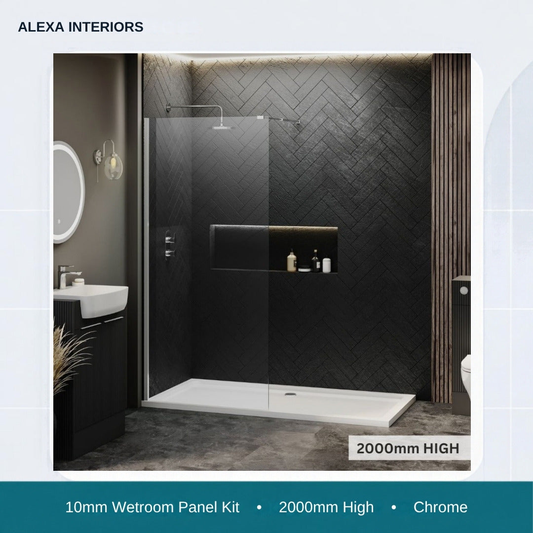 Alexa 10mm Wetroom Panel Kit - 2000mm High - Chrome