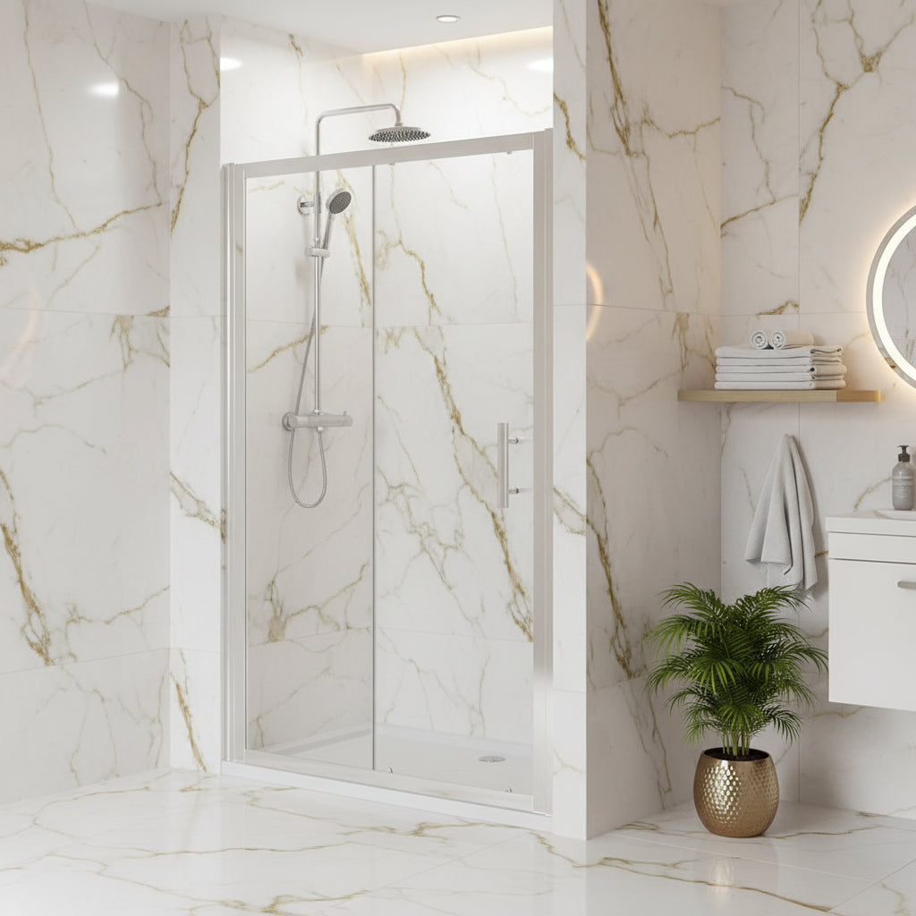 1100 mm ALEXA  Sliding Door Shower Enclosure Polished Chrome