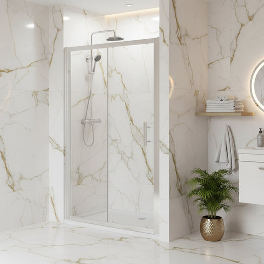 1000 mm ALEXA Sliding Door Shower Enclosure Polished Chrome