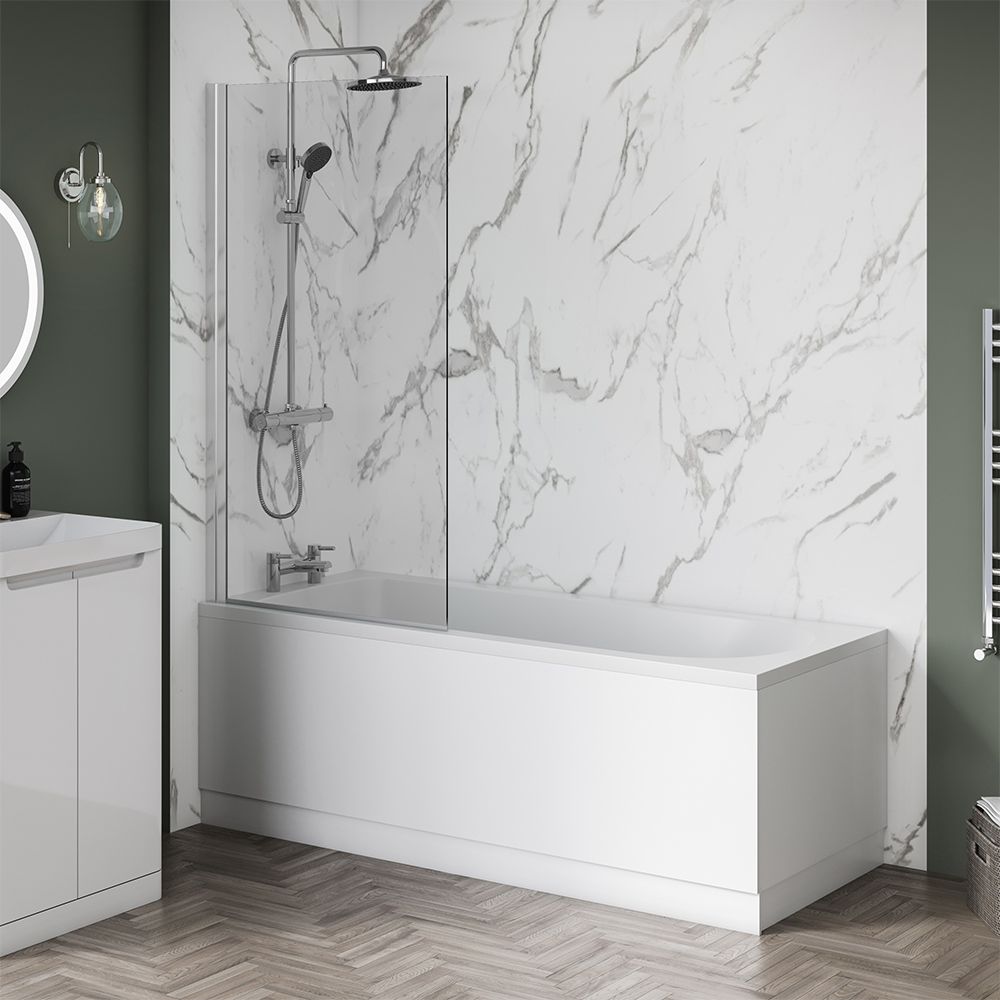 1400mm x 800mm Chrome Toughened Glass 6 mm Bath Screen