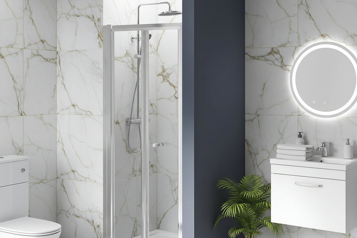 1000mm x 1900mm x6 mm Alexa Bi-Fold Shower Door Polished Chrome