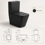 Black Close Coupled Square Rimless Toilet with Soft-Close Seat