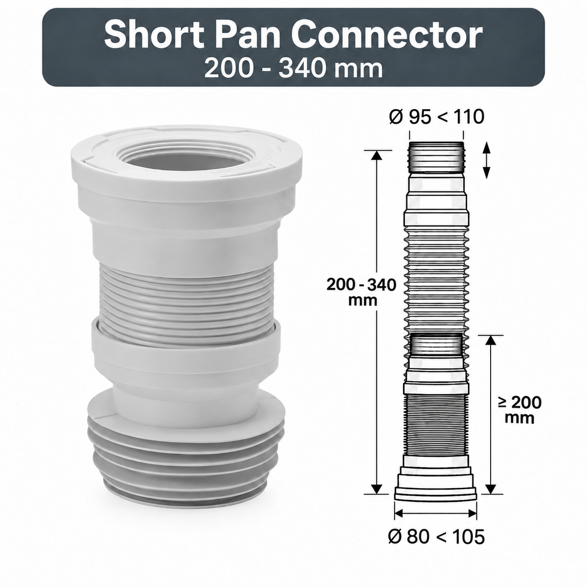 Long / Short Flexible Pan Connector 200-640mm
