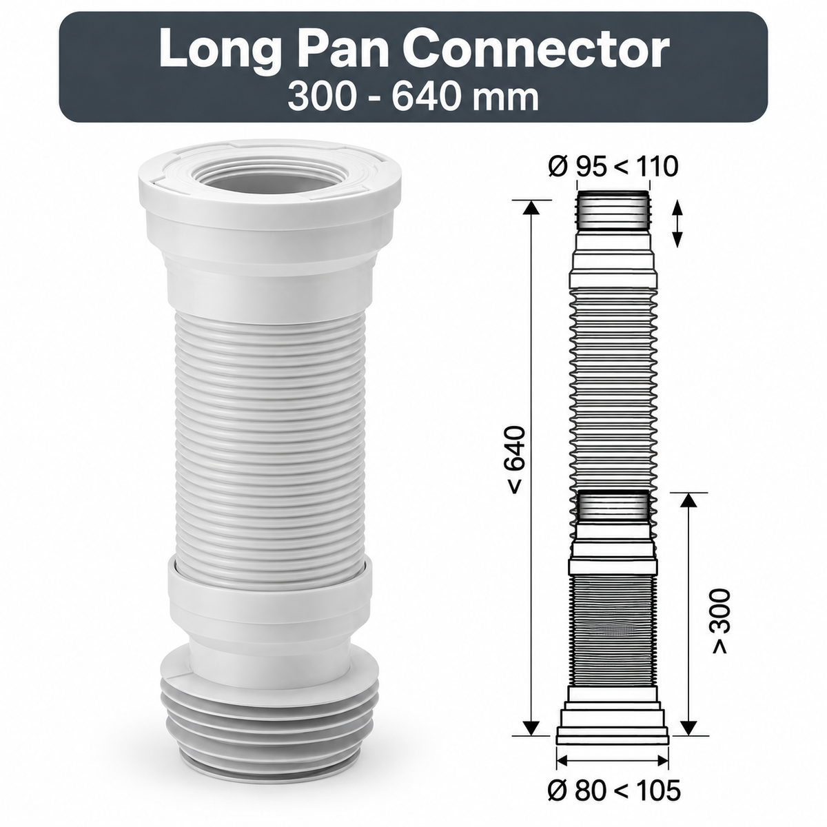 Long / Short Flexible Pan Connector 200-640mm