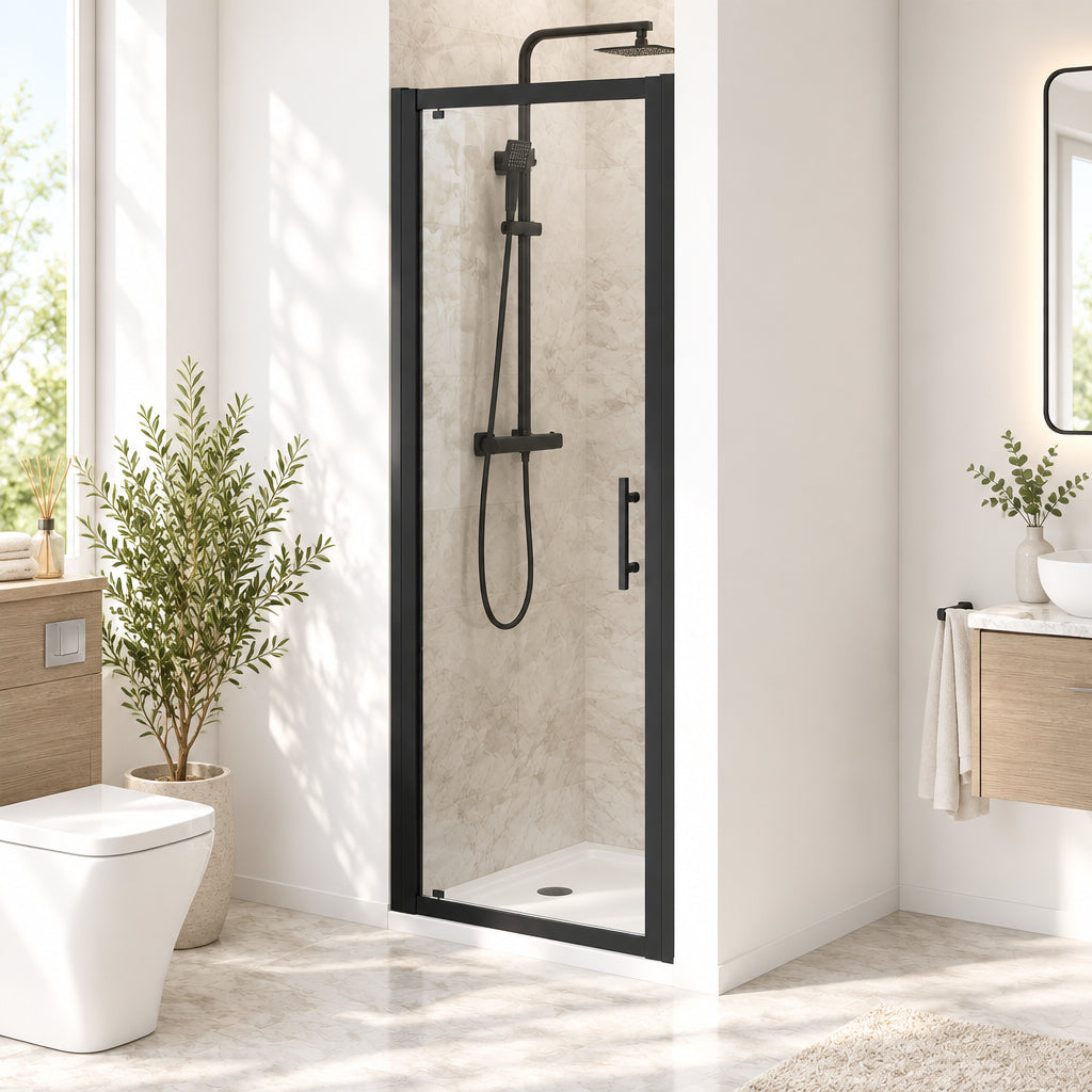 Alexa 6 Black Pivot Shower Door 700mm x 1900mm High
