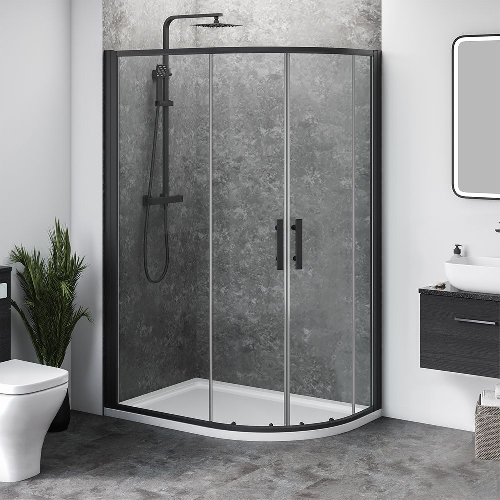 Aqua i 6 Black Quadrant Shower Enclosure (Double Sliding Door) 1200mm x 900mm x 1850mm High