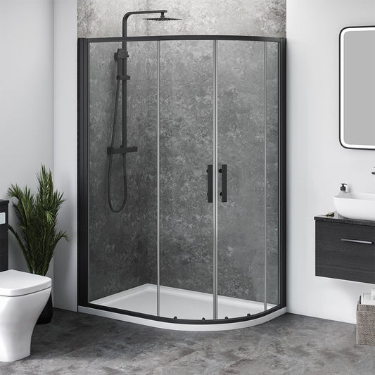 Aqua i 6 Black Quadrant Shower Enclosure (Double Sliding Door) 1200mm x 900mm x 1850mm High