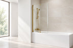 Thalia Inward Opening Brushed Brass Bath Screen W900mm x H1500mm