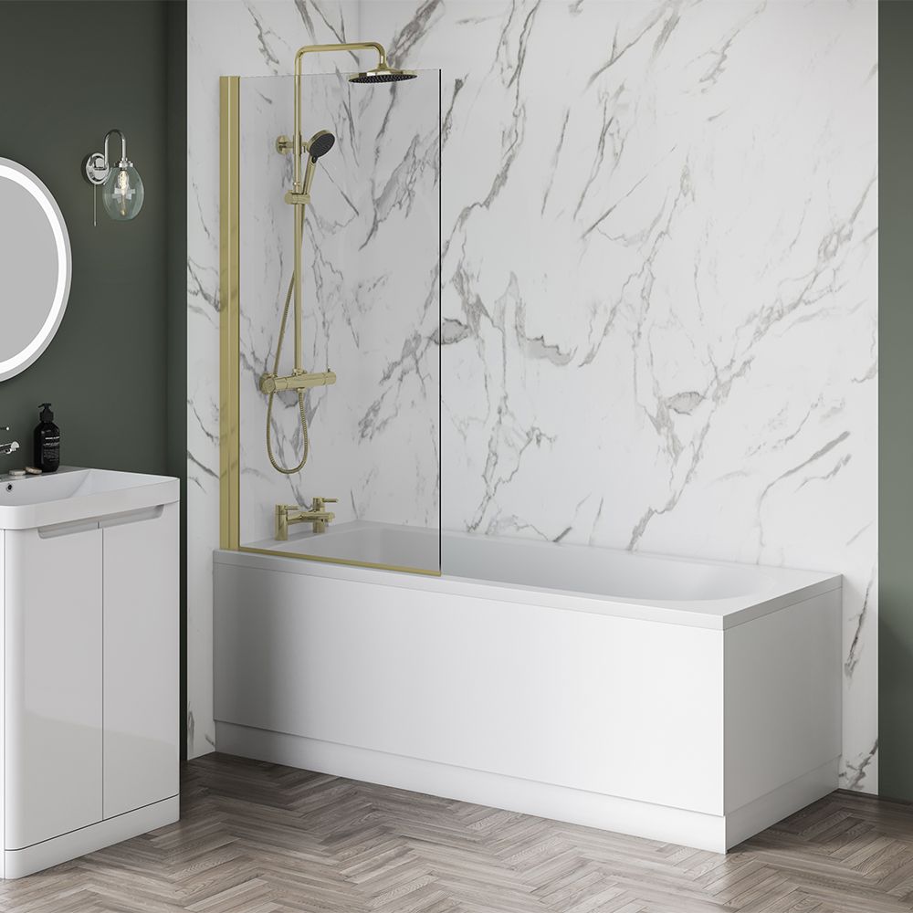 1400mm x800 mm Brushed Brass 6 mm Bath Screen