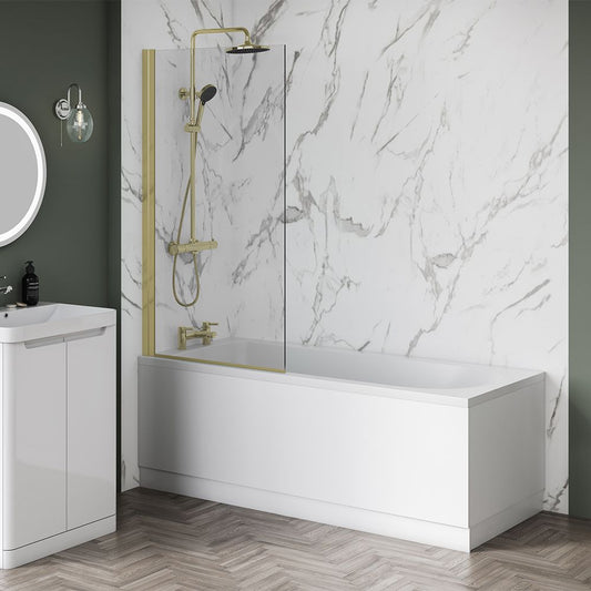 1400mm x800 mm Brushed Brass 6 mm Bath Screen
