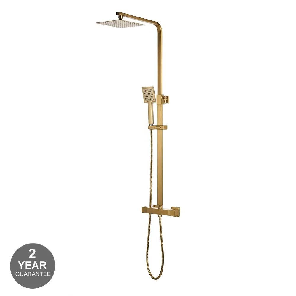 Mayfair Luxury Brushed Brass Square Rain Shower Set