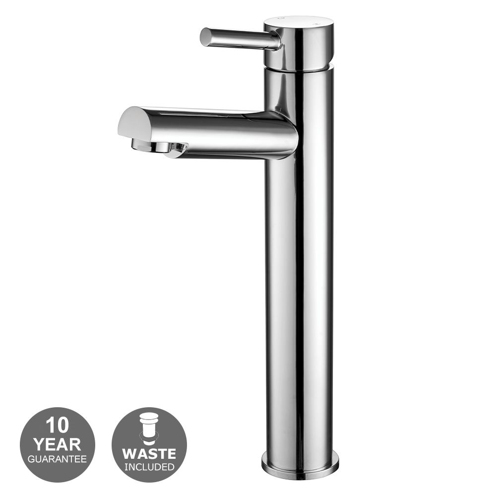 Clapham Tall Basin Mixer Tap in Chrome & Pair of Bath Taps
