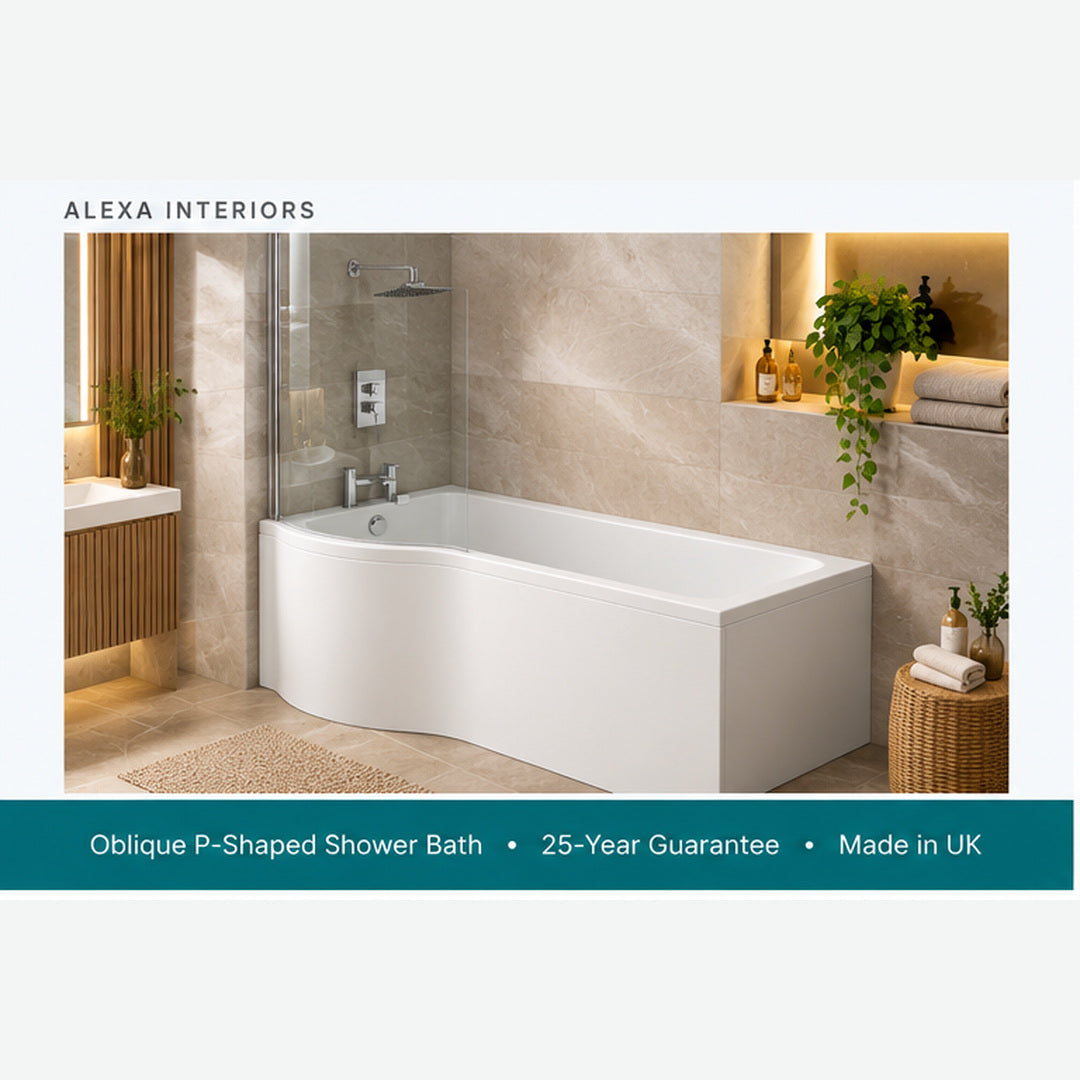 Alexa Oblique P-Shaped Shower Bath L1700 x W850mm