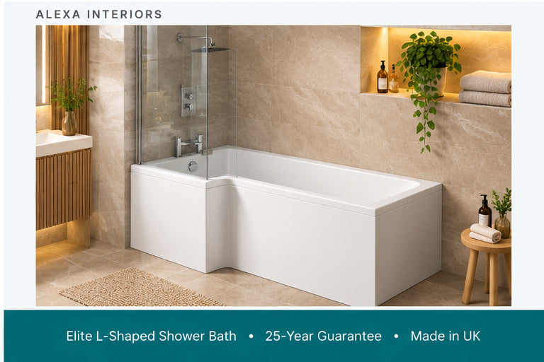 Alexa Elite L-Shaped Shower Bath L1500 x W850mm