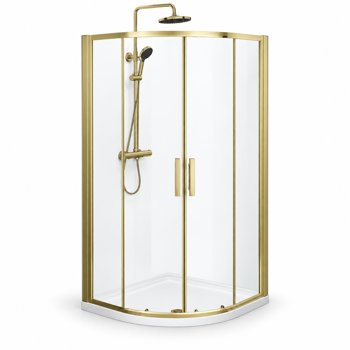 Alexa 6mm Brushed Brass Quadrant Shower Enclosure 900mm x 900mm x 1900mm High