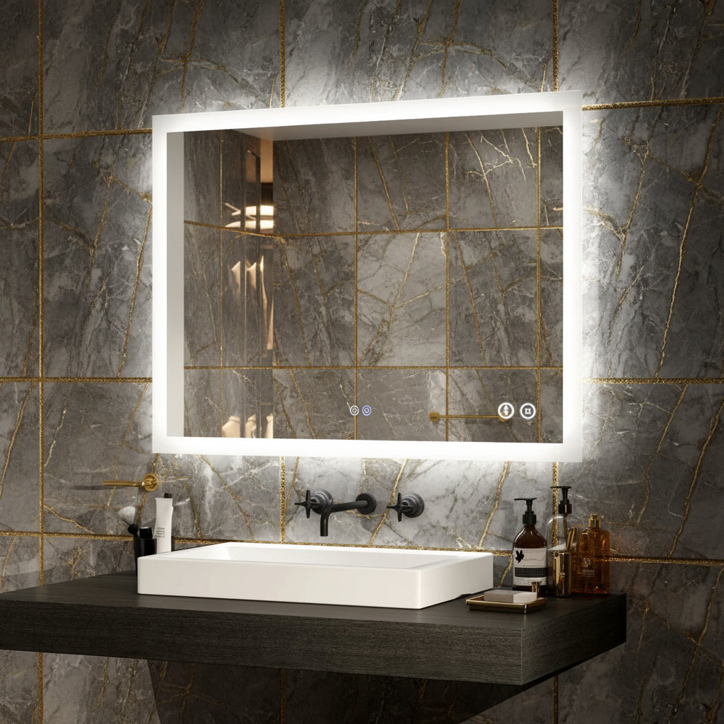 500x700 mm LED Mirror with Bluetooth & Shaver Socket Anti Fog Horizontal /Vertical