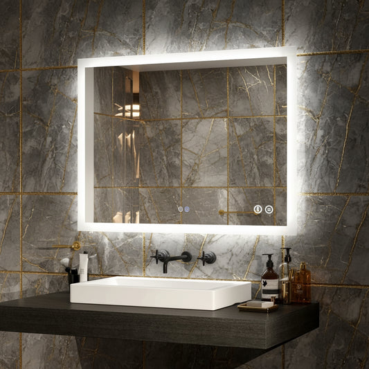 500x700 mm LED Mirror with Bluetooth & Shaver Socket Anti Fog Horizontal /Vertical