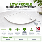 Low Profile Quadrant Shower Tray - White