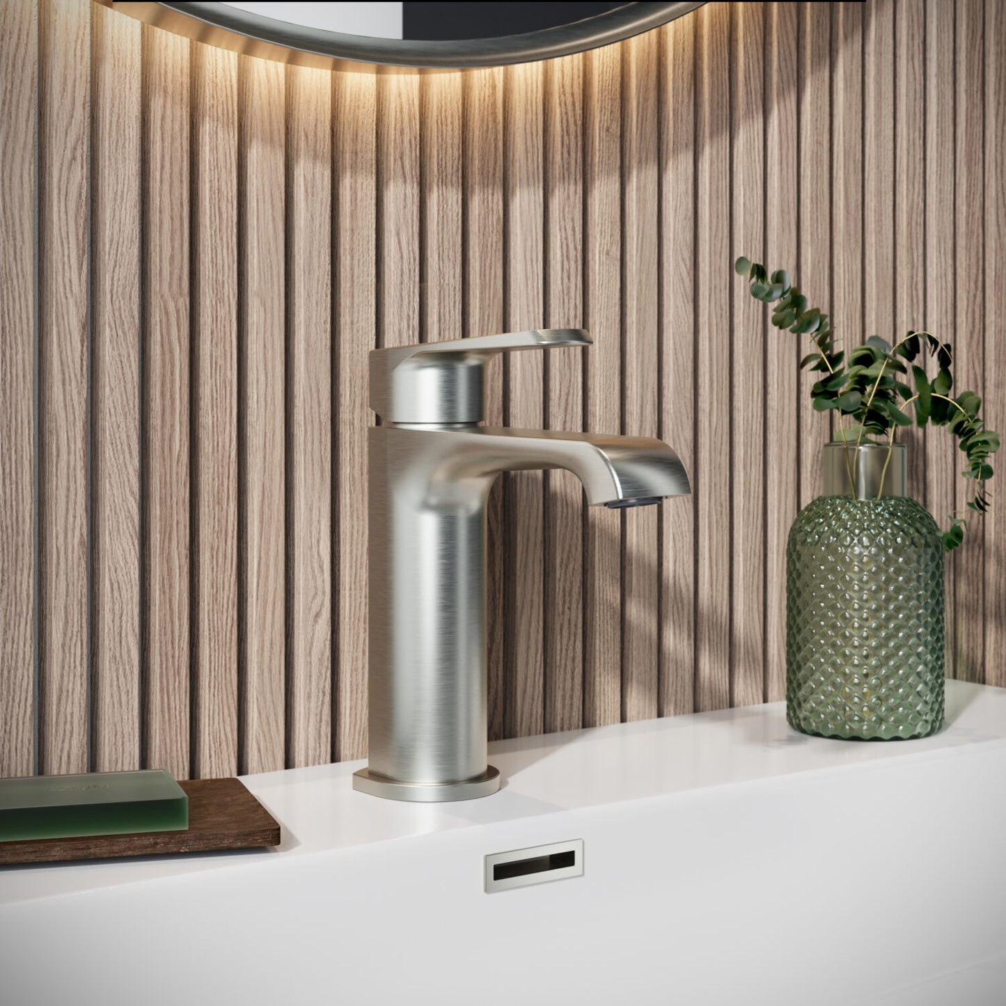 Nevada Brushed Nickel Finish Basin Mixer Tap