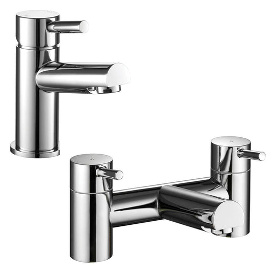 Clapham Chrome Basin Mixer Tap & Bath Tap Set
