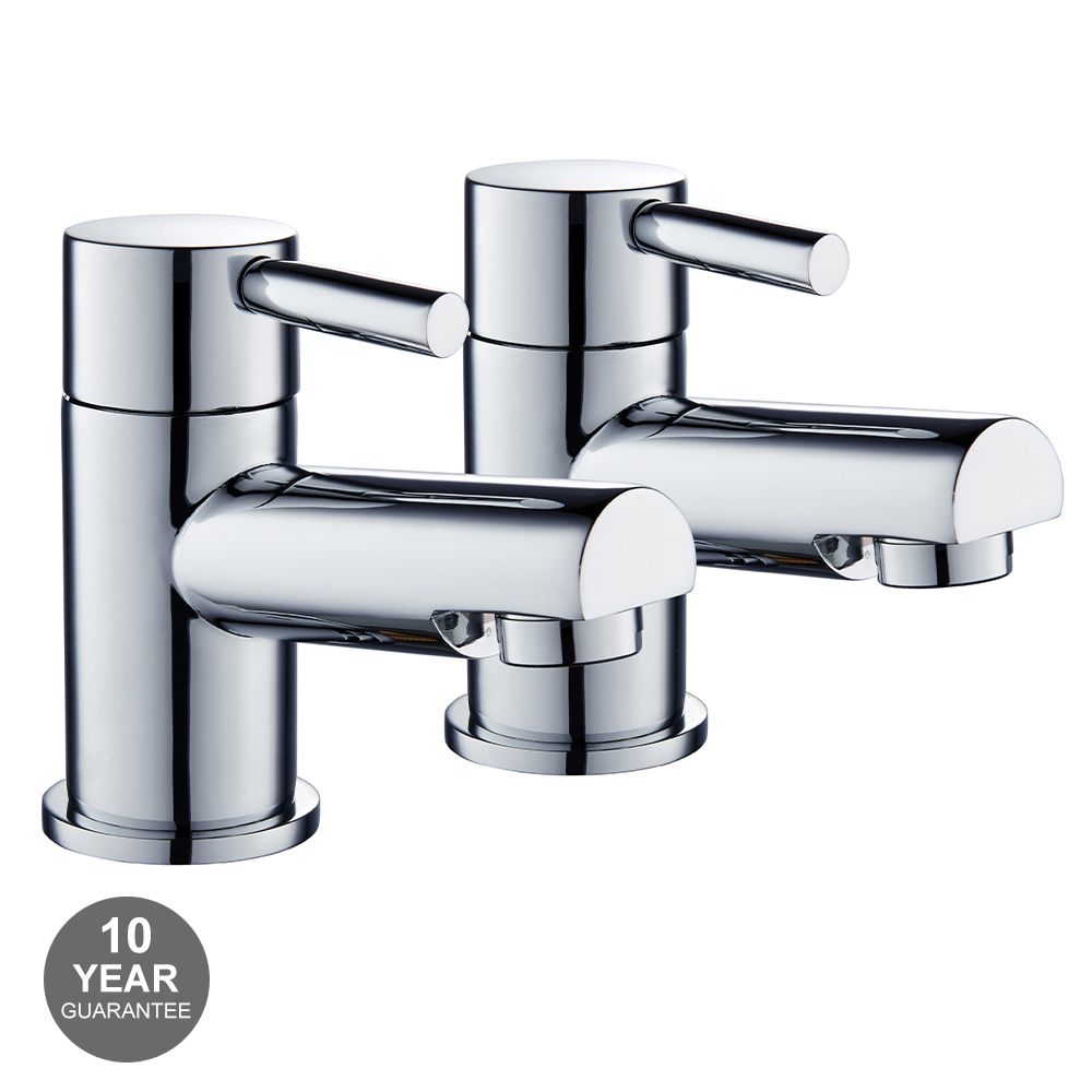 Clapham Tall Basin Mixer Tap in Chrome & Pair of Bath Taps