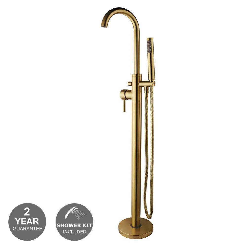 Clapham Brushed Brass Free Standing Bath Shower Mixer Tap