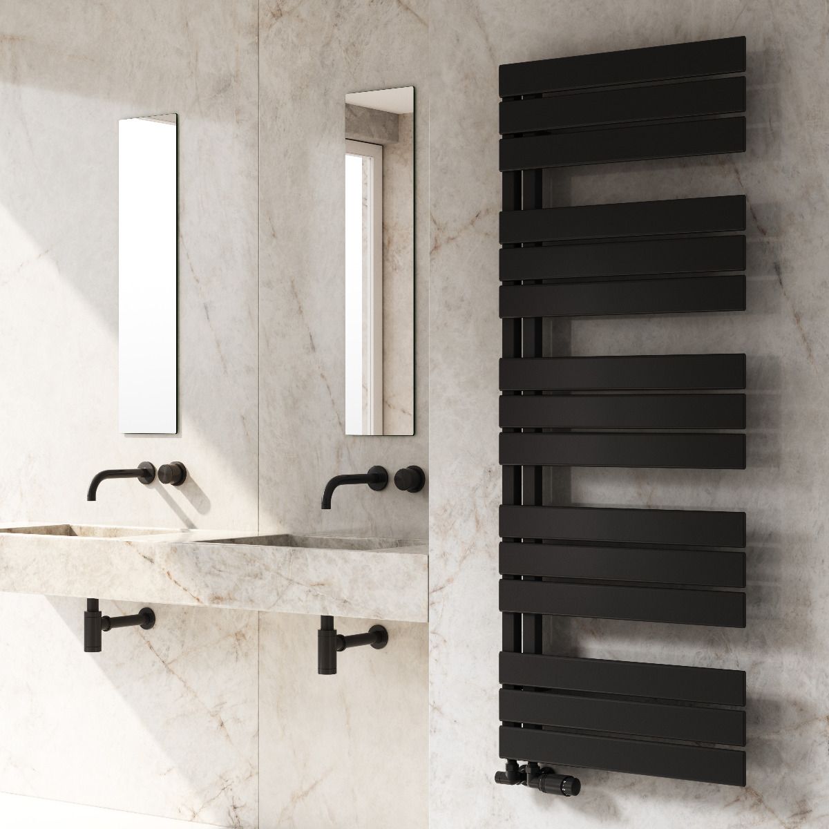 Carpena Black  White Anthracite Matt Heated Towel Rail Bathroom Radiator