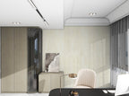 SolidStyle Concrete Beige beige concrete effect waterproof wall panel in a home office