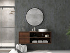 SolidStyle Edinburgh blue-grey stone effect waterproof wall panel behind a bathroom washbasin