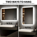 500x700 mm LED Mirror with Bluetooth & Shaver Socket Anti Fog Horizontal /Vertical
