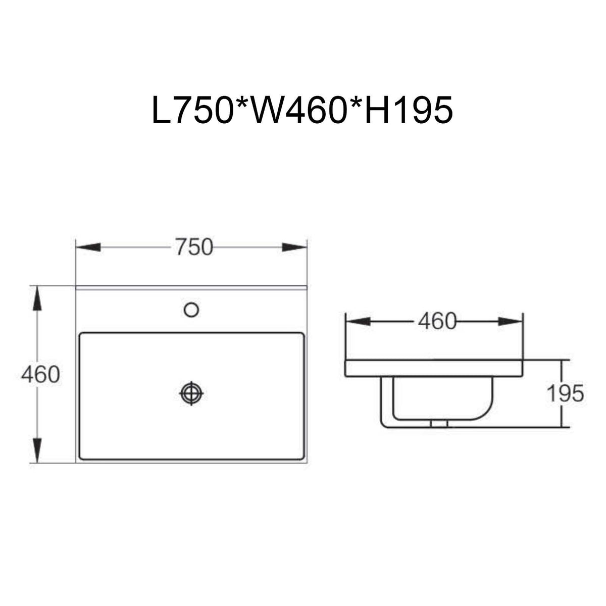750mm Edge Vanity Basin