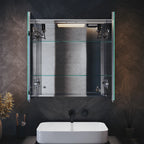 630mm Double Door LED Mirror cabinet Shaver Socket Anti Fog Horizontal