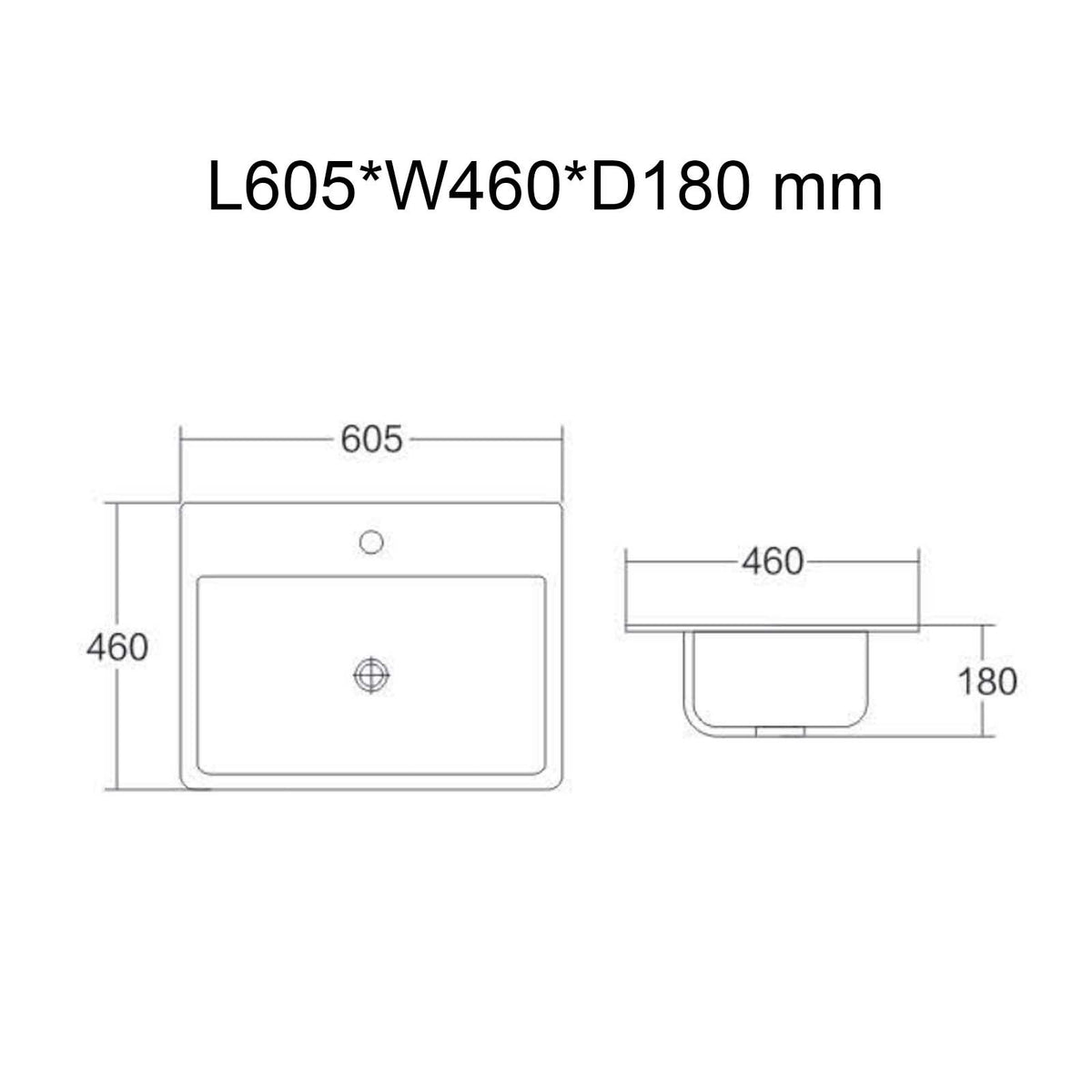 600mm Curved Vanity Basin