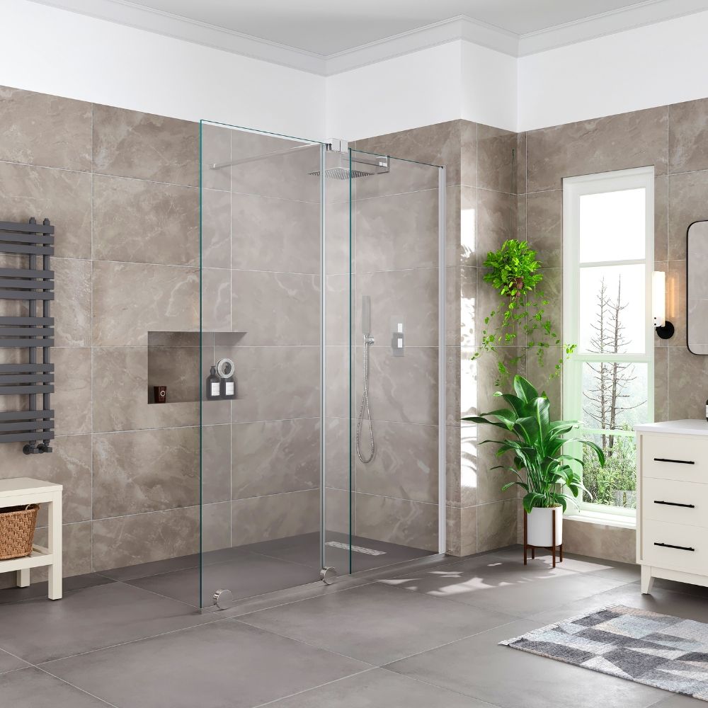 1500 mm x2000 mm x 8 mm Chrome Sliding Wetroom Panels