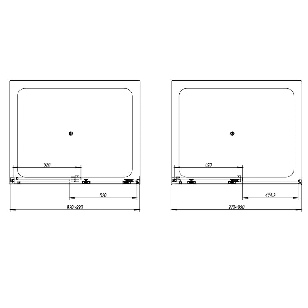 1500 mm x2000 mm x 8 mm Chrome Sliding Wetroom Panels